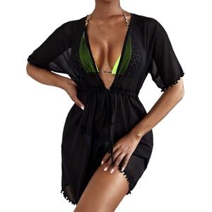 SkyjOy Cover Ups Voor Vrouwen Strandkleding Jurk Vrouwen Sheer Mesh Cover Up Solid Vrouwelijk Badpak Strand Cover Up Strandkleding Dames Badmode Badpak Cover Ups Voor Vrouwen (XL)