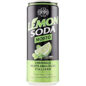 24 blikjes van 0,33 l Mojito Soda Mojitosoda uit Italiaanse limoen van 330 ml met vruchtvlees inc. € 6.00 wegwerp borg natuurlijk zonder alcohol