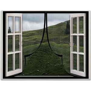 Insectenwerend raamgordijn vliegengordijn magnetisch gordijn voor balkondeur woonkamer met klittenband platte kopspelden-75x200cm-Zwart