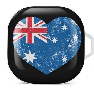 Australië Retro Hart Vlag Oortelefoon Case Compatibel met Galaxy Buds/Buds Pro Schokbestendig Hoofdtelefoon Case Cover Wit-Stijl