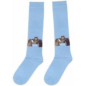 Weri Spezials Ruiter kniekousen van katoen voor dames meisjes kinderen rijkousen met paardenmotief paardrijsokken, 3 pony lichtblauw, 39-42 EU