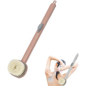 Rugschrobber for douche, doucheborstel met lange steel en zeepdispenser, badborstel, doucheborstel met zachte haren, verwijderbare rugdouchemassage-reinigingsborstel /654 (Color : Pink)