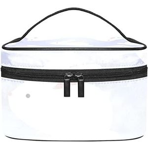 Schedel Rose Streep Make-up Tas Voor Vrouwen Meisjes Cosmetische Tassen Met Handvat Reizen Make-up Organizer Tas, Schattig Dieren Konijn Paars, 8.9x5.9x5.4 Inches, Make-up Pouch