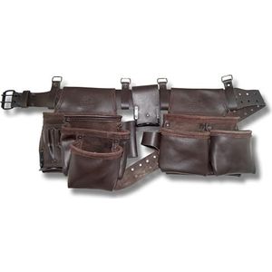 Graintex - OD2222 - Gereedschapsriem - 10 Vakken - Premium Oliegelooid Leer - 5 cm Lederen Riem