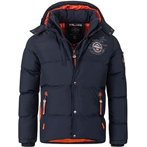 Geographical Norway Gewatteerde winterjas voor heren, gevoerd warm windjack, skiën, outdoor, snowboardjas voor winter/herfst, in bundel met UD beanie, Verv Navy, M