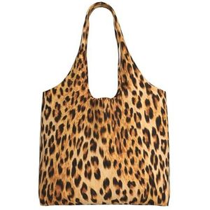 BEEOFICEPENG Schoudertas, grote canvas draagtas draagtas casual handtas herbruikbare boodschappentassen, luipaardprint, zoals afgebeeld, Eén maat