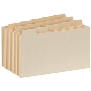 Oxford Indexkaartgidsen met lege lipjes, 3 x 5 inch, 1/5 gesneden tabs, Manilla, 100 per doos (40352)