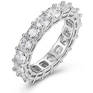 LUOBO 925 Zilveren Pave Setting Volledige Vierkante Gesimuleerde Diamant Cz Eternity Band Engagement Bruiloft Stenen Ringen Maat 5,6,7,8,9,10,11,12