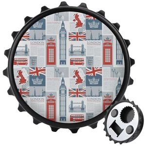 Thema van Britse en Londen Britse vlag magnetische flesopener gepersonaliseerde bieropener flesdop koelkastmagneten voor thuis keuken zwarte stijl