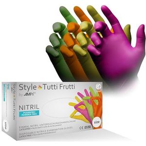 Style Tutti Frutti - Nitril handschoenen - kleurenmix - poedervrij wegwerp handschoenen - maat M