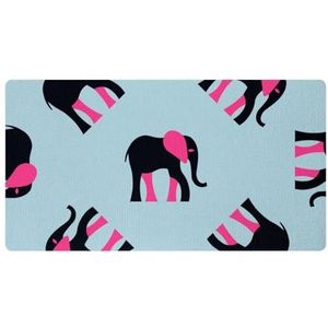 VAPOKF Vrouwelijke zwarte olifant roze oren keuken mat, antislip wasbaar vloertapijt, absorberende keuken matten loper tapijten voor keuken, hal, wasruimte