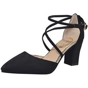 Damesschoenen met klittenbandsluiting, vierkante hakken, bruiloftsschoenen, hoge hakken, sandalen, sleehak, schoenen, dames, pumps, zwart, 39 EU