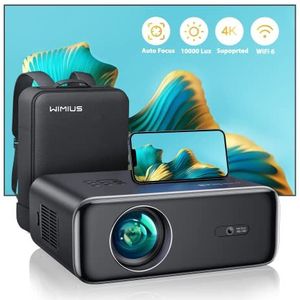 Autofocus / keystone: beamer, 4K, wifi, Bluetooth, 35.000 lumen, full HD, 1080P, WiMiUS projector, 4K, ondersteunt zoom, 50% zoom, draagbaar, WiFi6, thuisbioscoop, outdoor, voor telefoon/tv-stick/PS5