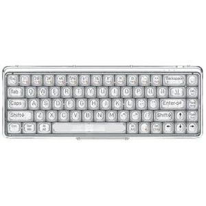 QPSJXN Transparant draadloos en bedraad mechanisch toetsenbord met Bluetooth 5.0 en 2.4G -compatibiliteit voor Windows en Android - 1 procent Nature Edition (transparant)