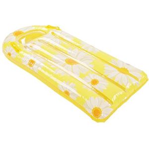 Yusat Opblaasbare zwemband voor kinderen met verdikte handgreep voor vrije tijd pvc zwemmen drijvend bed zwevende zonnebloem geel