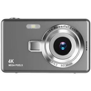 4K HD 1080P Digitale Camera 96MP Autofocus Vlogcamera 16x Zoom Videocamcorder 2,4 Inch IPS-scherm Heldere Gedetailleerde Beelden(Gray)