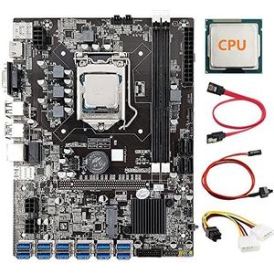 AMIUHOUN 12 GPU B75 Mijnbouw Moederbord+CPU+Stroomkabel+Schakelkabel+-kabel 12X USB3.0 (PCIE) LGA1155 DDR3 SATA3.0 voor BTC/ETH