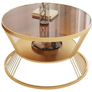 Moderne Woonkamertafel Woonkamer Klein Appartement Ronde Glazen Salontafel Licht Luxe Appartement Kleine Theetafel Tafel In Crèmestijl Koffietafel(Gold,C)