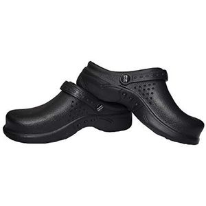 Natural Uniforms Ultralite Clogs voor dames, met riem, medische werkmuilezel, Zwart, 11