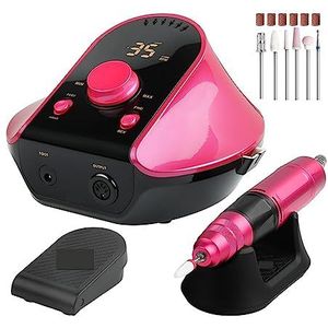 Nagelvijl elektrisch, Elektrische nagelboormachine, 45000 RPM professionele snijders manicureset for acrylnagels Manicuresalon, geluidsarme nagelvijl for pedicure(Pink)