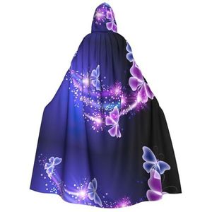 Womens Mens volledige lengte carnaval cape met capuchon cosplay kostuums mantel, 190 cm vlinder paars 1