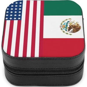 USA Mexicaanse Vlag Leuke Sieraden Organizer Doos Voor Oorbellen Ketting Ringen Opslag Display Case Reizen Houder Grappige Gift Kleine