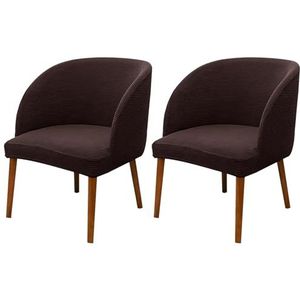 Set Van 1/2/4/6 Gebogen Stoelhoezen For Eetkamer En Kantoor Stretch Ronde Rugleuning En Fauteuilbeschermers Uit Het Midden Van De Vorige Eeuw(Dark Brown,2PCS)