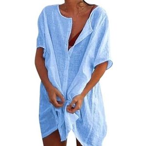 Cover Ups voor vrouwen strandkleding strandbedekking jurk badpak cover-up vrouwen zomer strandjurk bikini coverups strandkleding zwemmen smock t-shirt badmode badpak cover ups voor vrouwen (blauw,