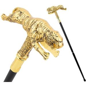 Gold Tiger Cane - 3-delige, Afneembare, Verstelbare Wandelstok Met 35,6 Inch, voor Ouderen Met Antislipbasis