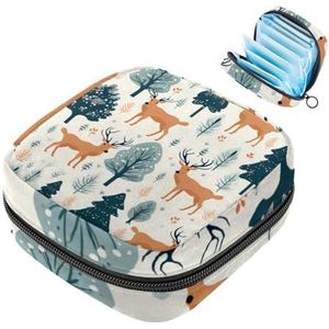 MUOOUM Kerst Bos Elanden Maandverband Opbergtas Draagbare Menstruatie Tas Voor Vrouwen Tiener Meisjes Menstruatie Cup Pouch Nursing Pad Houder