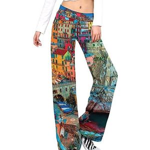 Italië Strand Cinque Terre Yoga Broek Voor Vrouwen Casual Broek Lounge Broek Trainingspak met Trekkoord 3XL