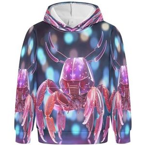 KAAVIYO Kreeft Rose Starlight Hoodies Atletische sweatshirts met capuchon 3D-print schattig voor meisjes en jongens, Patroon, S