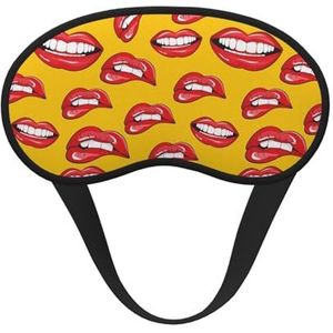 GSGCSBYMLG Vrouwen glimlachen en bijten op haar rode lippen gedrukt verduisterende slaapmasker zacht verduisterend oogmasker slapen oogmasker