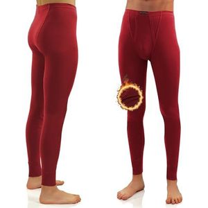 Sesto Senso Heren Thermische Lange Onderbroek Katoen 100% Warm Lichtgewicht Ondergoed Functionele Leggings Base Layer Bottom, Bordeaux, S