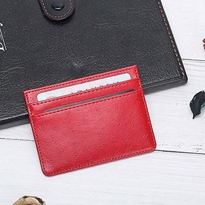 Mini PU Leather Multi Slot Money Clip Business Card Cover Id Card Holder Coin Purse Short Wallet(red)