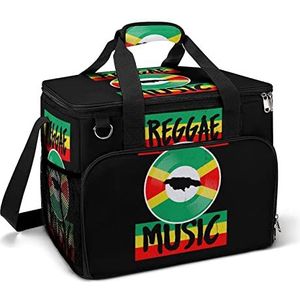 Reggae muziek vintage Jamaica grappige koeltas opvouwbare draagbare geïsoleerde zakken lunch draagtas met meerdere zakken voor strand, picknick, camping, werk