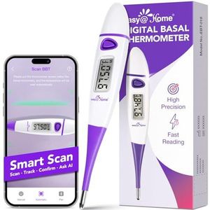Ovulatietracker digitale basale thermometer: Easy@Home BBT-thermometer voor vruchtbaarheidsvoorspelling - Basale lichaamsthermometer voor nauwkeurige temperatuurmeting met Premom App paars DMT-3018