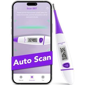 Ovulatietracker digitale basale thermometer: Easy@Home BBT-thermometer voor vruchtbaarheidsvoorspelling - Basale lichaamsthermometer voor nauwkeurige temperatuurmeting met Premom App paars DMT-3018