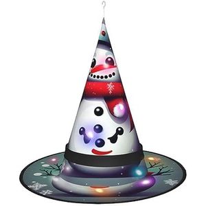 SSIMOO Merry Christmas Day Sneeuwpop Dames Halloween Heksenhoed - Led Light-Up Cap - Ideaal voor feesten en rollenspellen