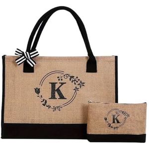 TYNXK Tote Linnen Tassen Brief Slinger Linnen Grote Capaciteit Canvas Tote Bag Boodschappentas Tote Bag Duffle Bag Voor Bruiloft, Verjaardag Strand Vakantie Jute Boodschappentas, Bruin-k, Eén maat