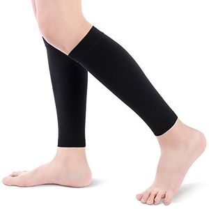 Kuitcompressiekousen, voetloze compressiekousen voor mannen en vrouwen, 20-30 mmHg Kuitcompressiemouw voor shin splint, spatader, oedeem (XL, zwart)