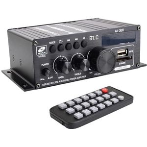 Versterker, AK380 HIFI Versterker Thuis Digitale Audio Kanaal 2.0 40 W + 40 W Muziekspeler Ondersteuning FM USB SD Bass en Treble 12V3A