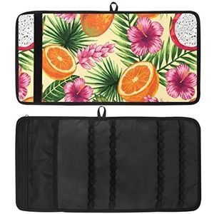 Potlood Wrap, Reizen Tekening Kleurpotlood Roll Organizer voor Artiest, Potloden Pouch Case Tropische Bloem Dragon Fruit Oranje