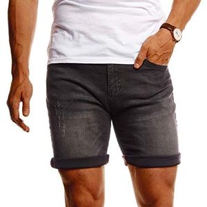 Leif Nelson Korte herenbroek, jeansshorts, denim, zomer, vrijetijdsbroek, basic LN-1397, zwart, 33