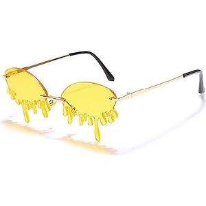 GALSOR Amerikaanse retro rare feestzonnebril wandelen straat traan modellen zonnebril (kleur: geel, maat: vrije maat)