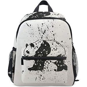 Zwart wit kunst panda peuter rugzak boekentas mini schoudertas voor 1-6 jaar reizen jongens meisjes kinderen met borstband clip fluitje