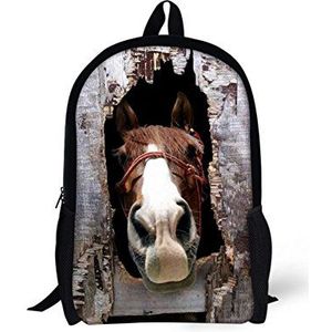 CHAQLIN Cool 3D Animal Bookbag Gek Paard Kinderen School Rugzak