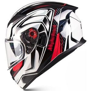 RYDZCLH motorfiets integraalhelm mode retro scooter bromfiets straat helm met dubbel vizier heren dames motorcrosshelmen voor alle seizoenen DOT/ECE goedgekeurd,F,S