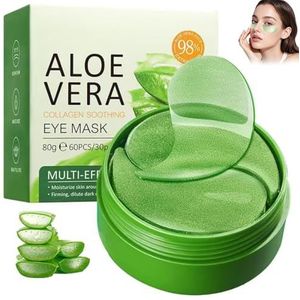 60 stuks aloë vera oogpads, oogpads tegen kringen rond de ogen, collageen oogpads tegen donkere kringen, hyaluronzuur oogmasker, anti-aging, kringen verwijderen, rimpels, wallen en wallen (groen)