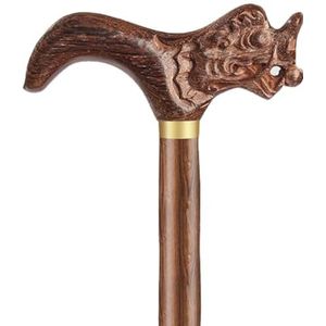 mobiliteitshulpmiddel, Antieke drakenkop wandelstok for mannen, handgesneden wengé, antislip voetkussentjes(77Cm(Use Height 145 150Cm))